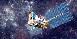 A communications satellite is an artificial satellite placed in the space for telecoms needs.